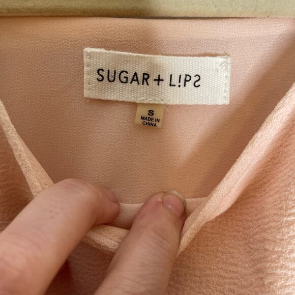 Sugar Lips Pink Sleeveless Dress with Eyelet Detail size small - Picture 3 of 5